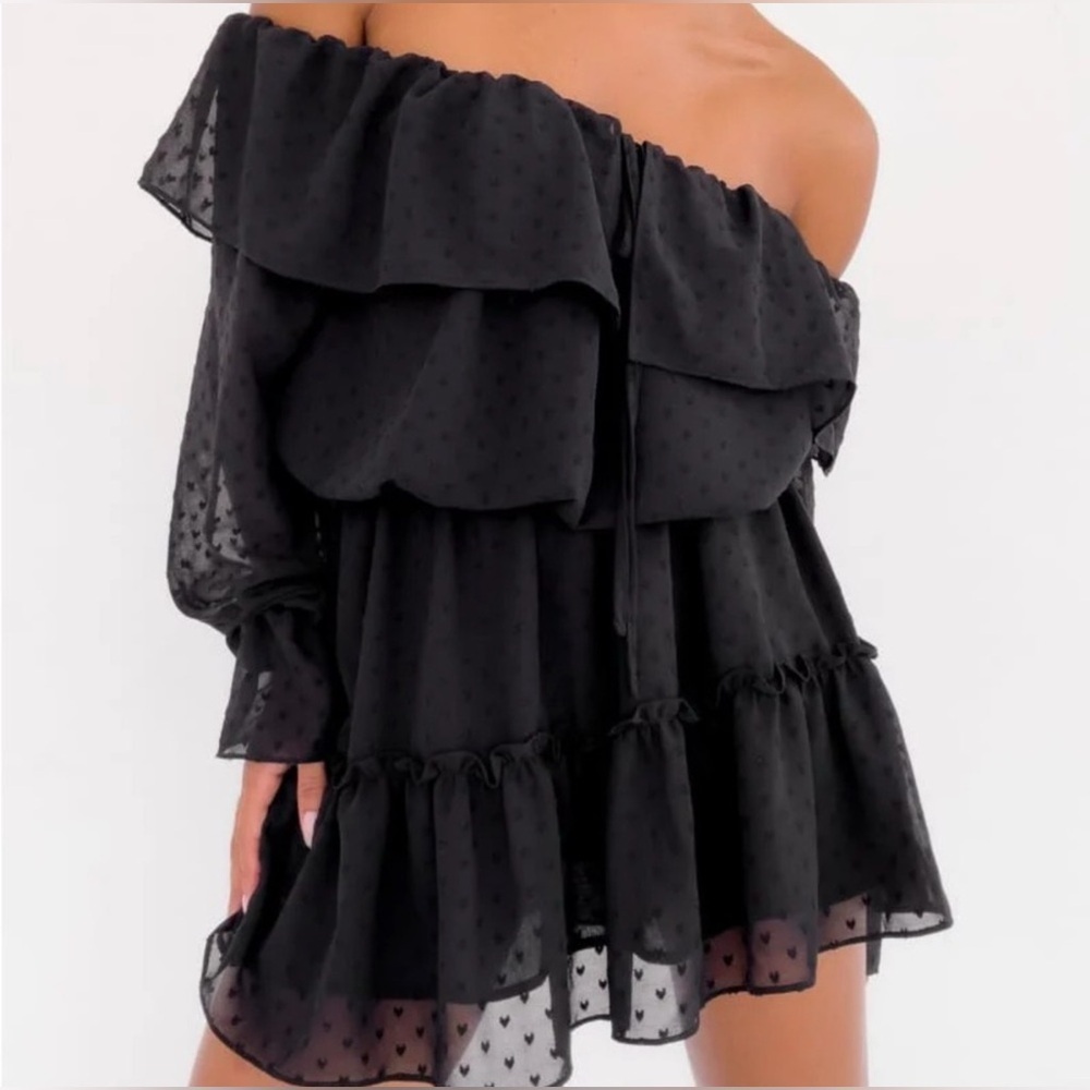 Rumored Senorita Off Shoulder Mini Dress in Black - Size M - Picture 2 of 7